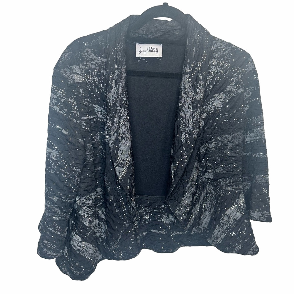 Joseph Ribkoff Sequins Disco Open Front Jacket Blazer Size Large